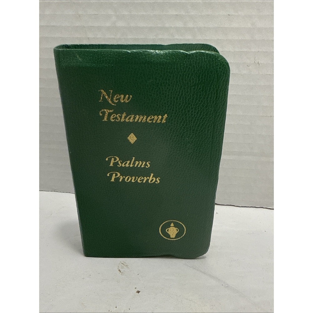 New Testament Psalms Proverbs KJV Gideons Pocket Size Green 4.75"x3"‎